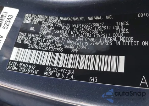 2010 Toyota Sienna Xle из США, поврежденный, VIN 5TDYK4CC9AS322855